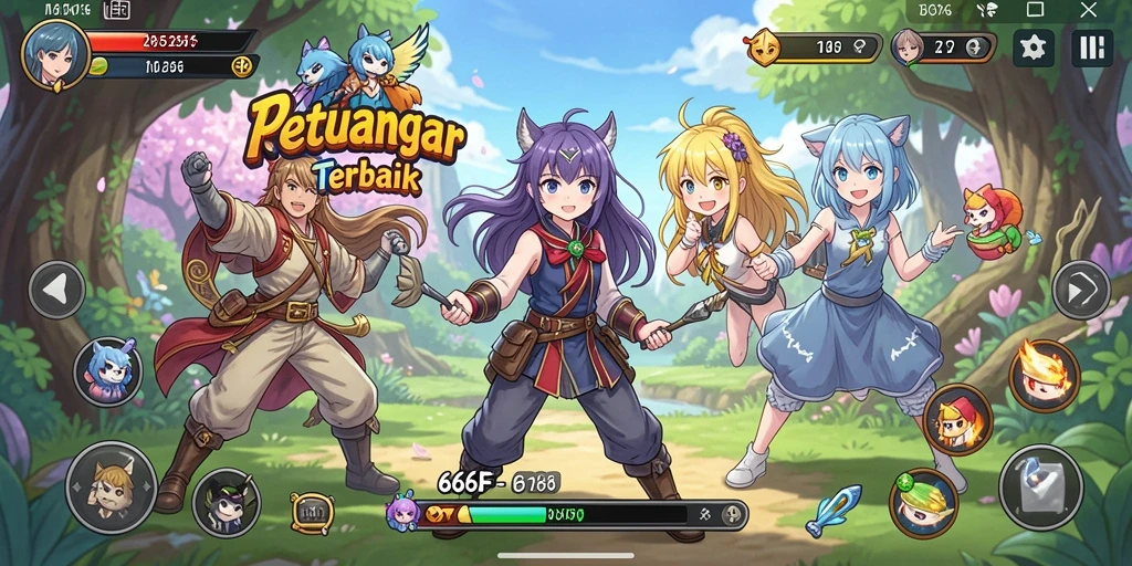 Tangkapan layar gameplay anime yang menakjubkan di 666F.