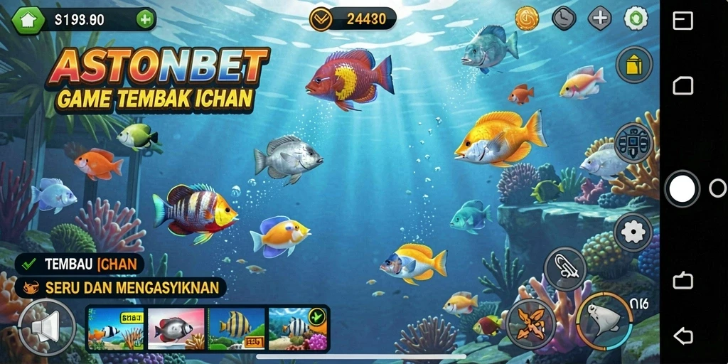 Tampilan gameplay ASTONBET yang seru dan menarik saat menembak ikan.