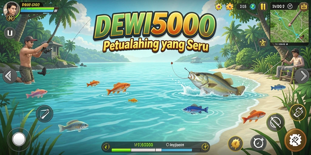 Tampilan gameplay DEWI5000 yang menarik saat memancing.