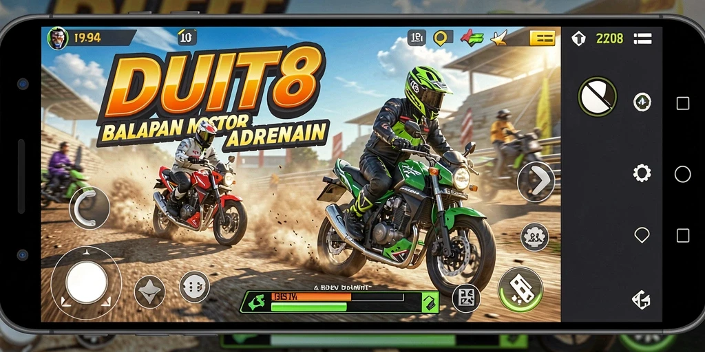 Gameplay mendebarkan dalam balapan motor yang seru.