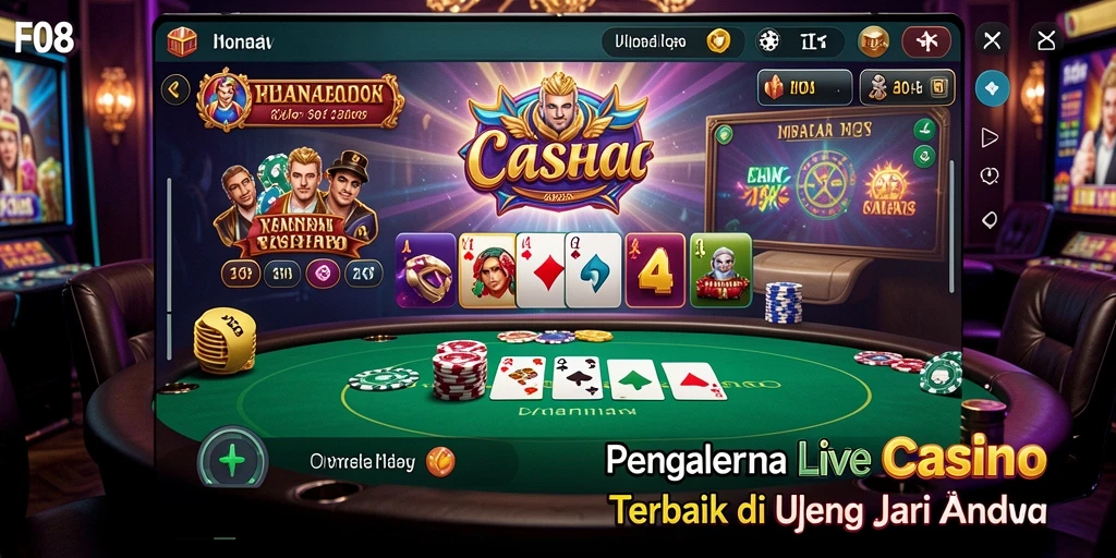 Tampilan gameplay F08 yang realistis dengan dealer langsung.