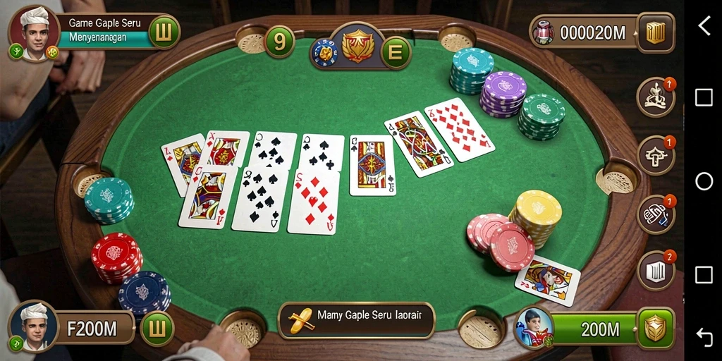 Screenshot gameplay menarik dari F200M menunjukkan suasana bermain Gaple.