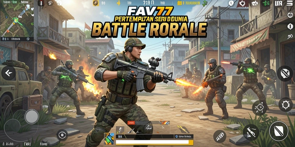 Screenshot gameplay FAV77 menunjukkan aksi pertempuran yang intens.
