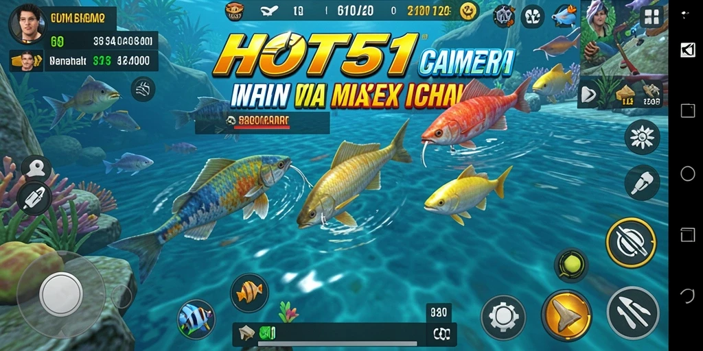 Gameplay HOT51 yang menegangkan saat menembak ikan-ikan berwarna di lautan.