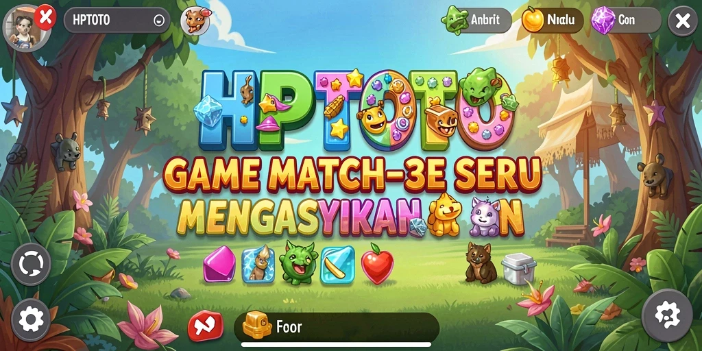 Screenshot gameplay HPTOTO dengan tampilan seru Match-3.