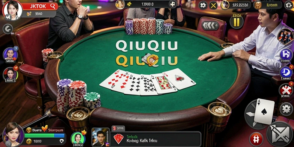 Screenshot gameplay JKTOK menampilkan aksi seru permainan QiuQiu.