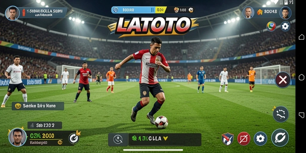 Tangkapan layar utama LATOTO menunjukkan aksi seru permainan sepak bola.