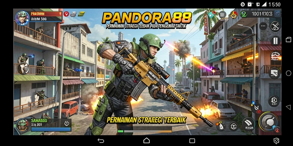 Tampilan gameplay menarik dengan strategi yang mendebarkan.