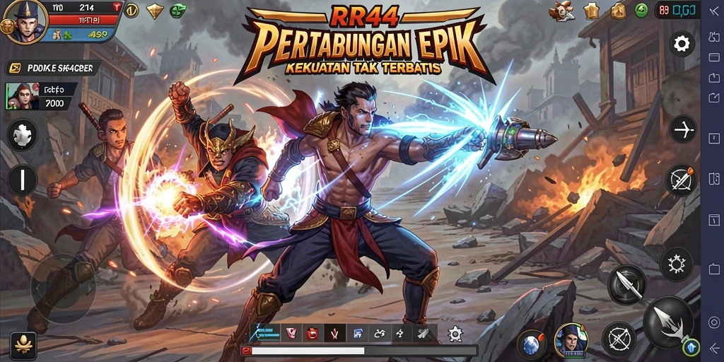 Screenshoot gameplay RR44 yang menampilkan aksi pertarungan yang mendebarkan.