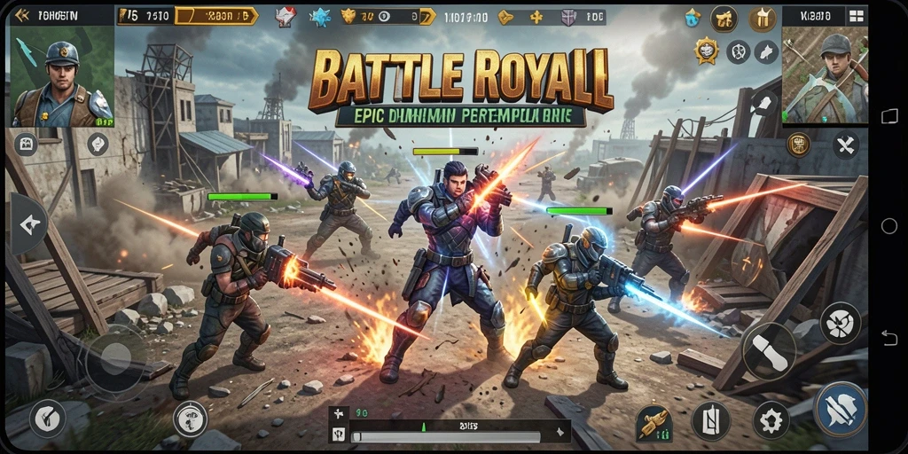 Screenshot gameplay T6 menunjukkan aksi seru dalam Battle Royale.