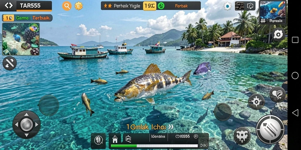 Screenshot menampilkan aksi seru dalam game Tembak Ikan TAR555.